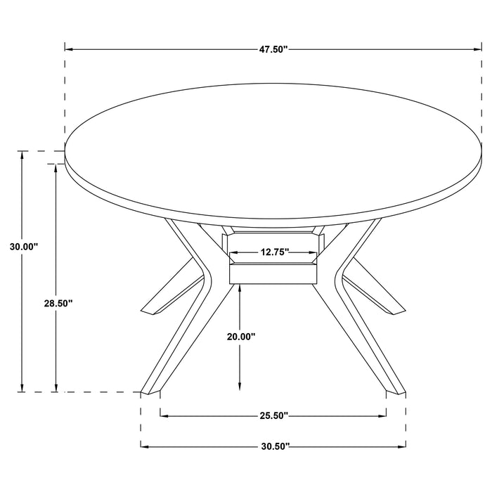 Mueller 48-inch Round Mindi Veneer Dining Table Brown