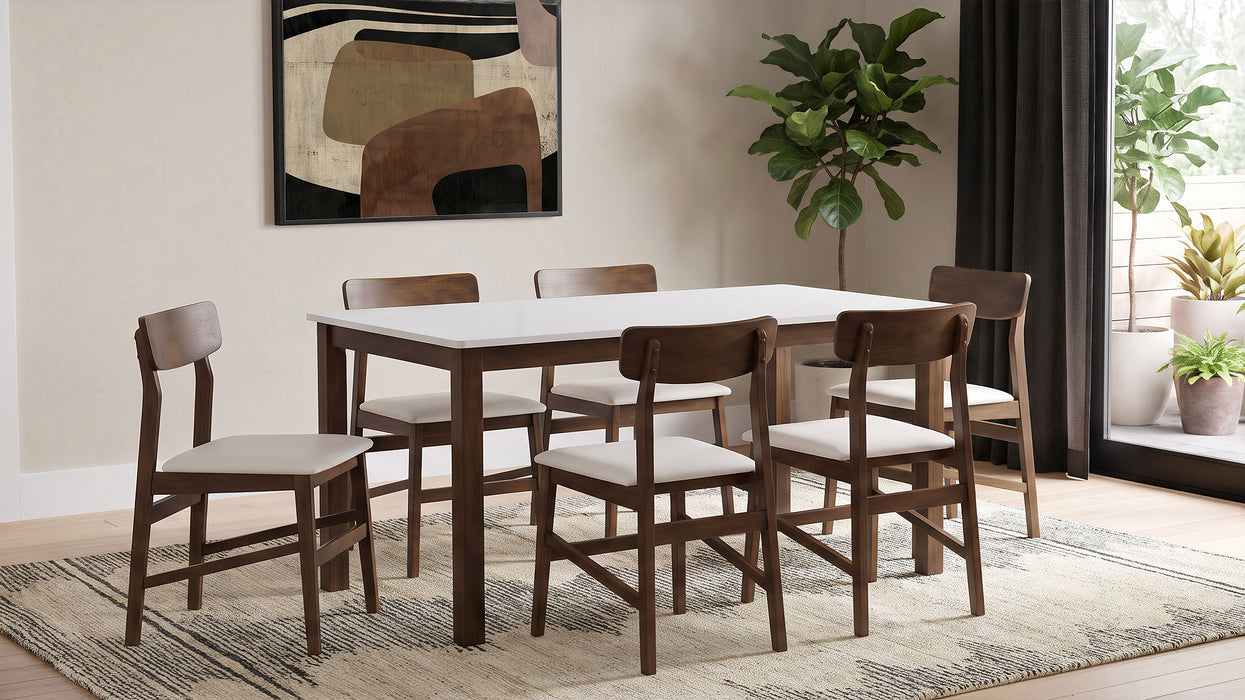 Merrin Dining Side Chair Off White and Walnut (Set of 2)