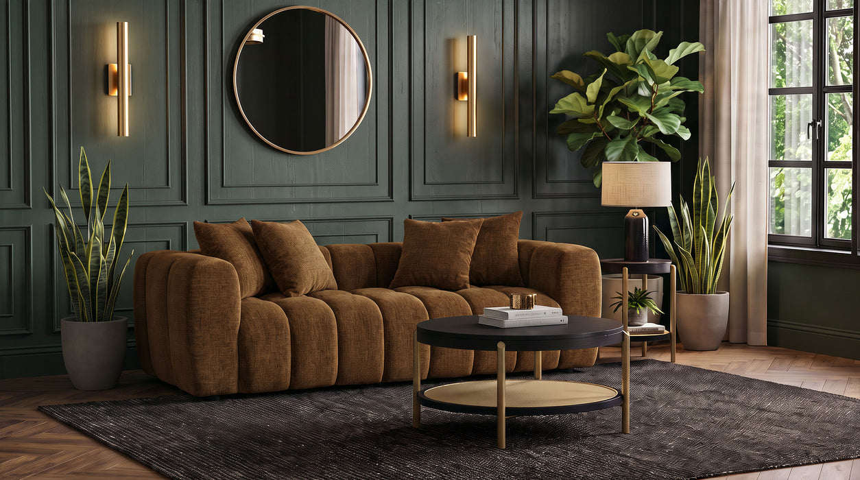 Lazaro Fabric Upholstered Wide Channel Sofa Bronze
