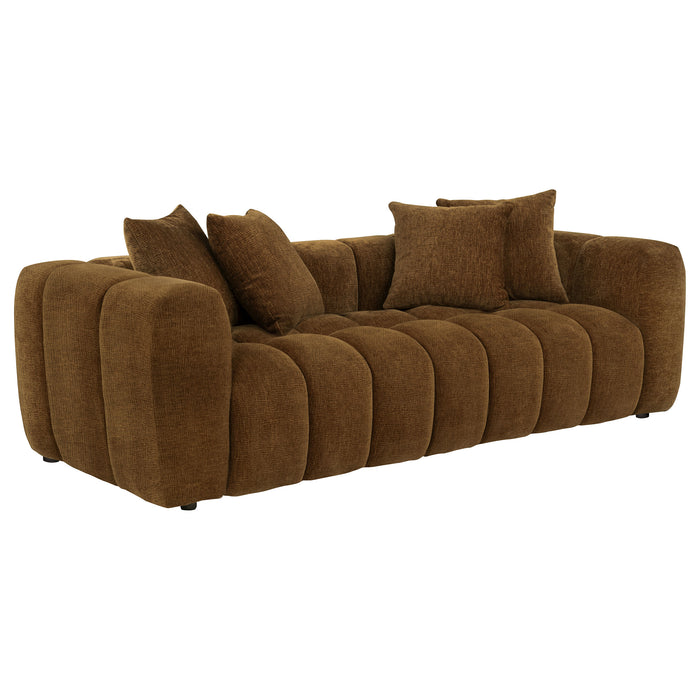 Lazaro 2-piece Fabric Upholstered Wide Channel Sofa Set Bronze