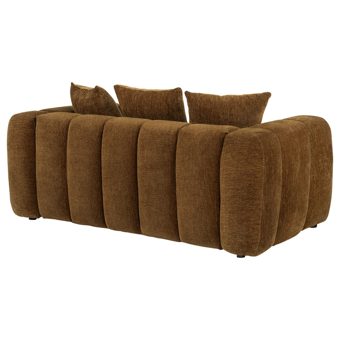 Lazaro Fabric Upholstered Wide Channel Loveseat Bronze