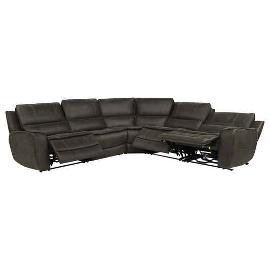 Marcell 5-Piece L-Shaped Modular Power Reclining Sectional Sofa Grey