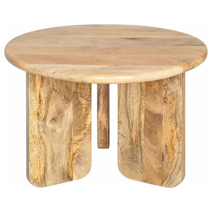 Dale Sculptural Round Solid Mango Wood End Table Natural Mango