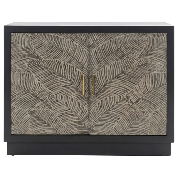 Kerrick 2-door Bone Inlay Accent Cabinet Beige and Black