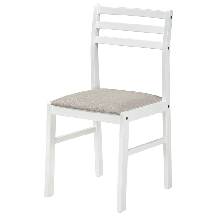 Sykes Fabric Upholstered Ladder Back Side Chair White and Beige (Set of 2)