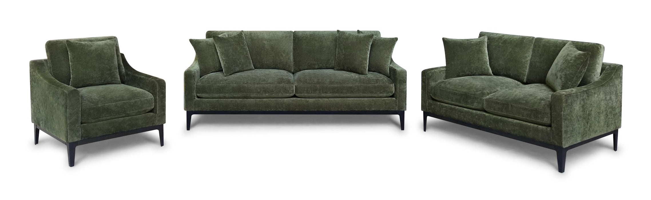 Duarte 3-Piece Sofa Loveseat Chair Set with Reversible Cushions Dark Moss