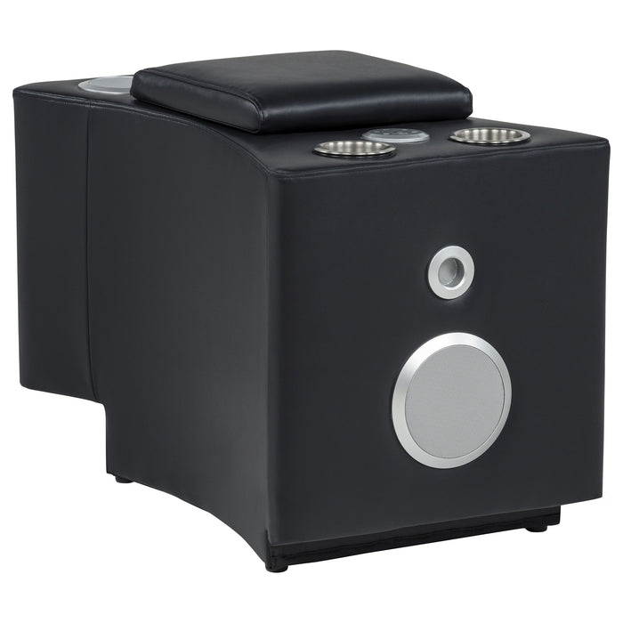 Madden Faux Leather Bluetooth Audio Console with Power Outlet Black