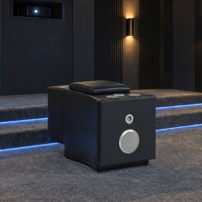 Madden Faux Leather Bluetooth Audio Console with Power Outlet Black