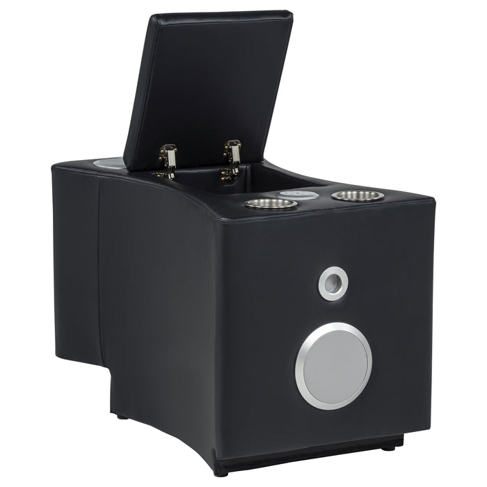 Madden Faux Leather Bluetooth Audio Console with Power Outlet Black