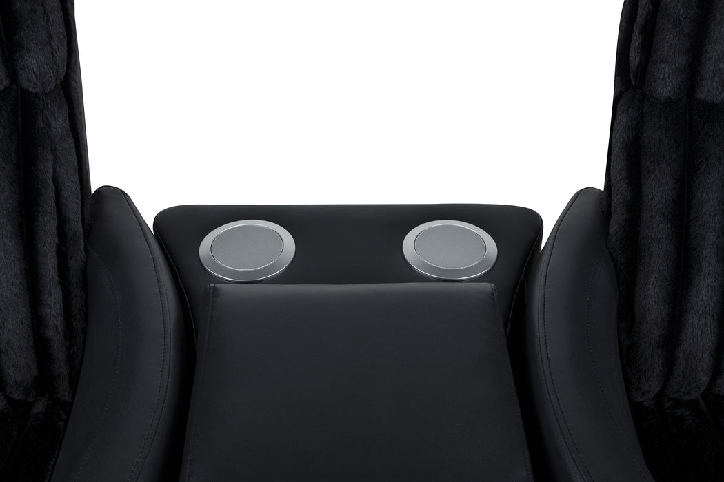 Madden Faux Leather Bluetooth Audio Console with Power Outlet Black