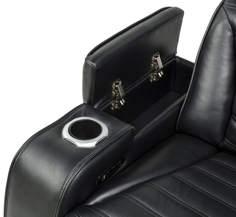 Zuma 3-Piece Dual Power Faux Leather Reclining Sectional Sofa Black