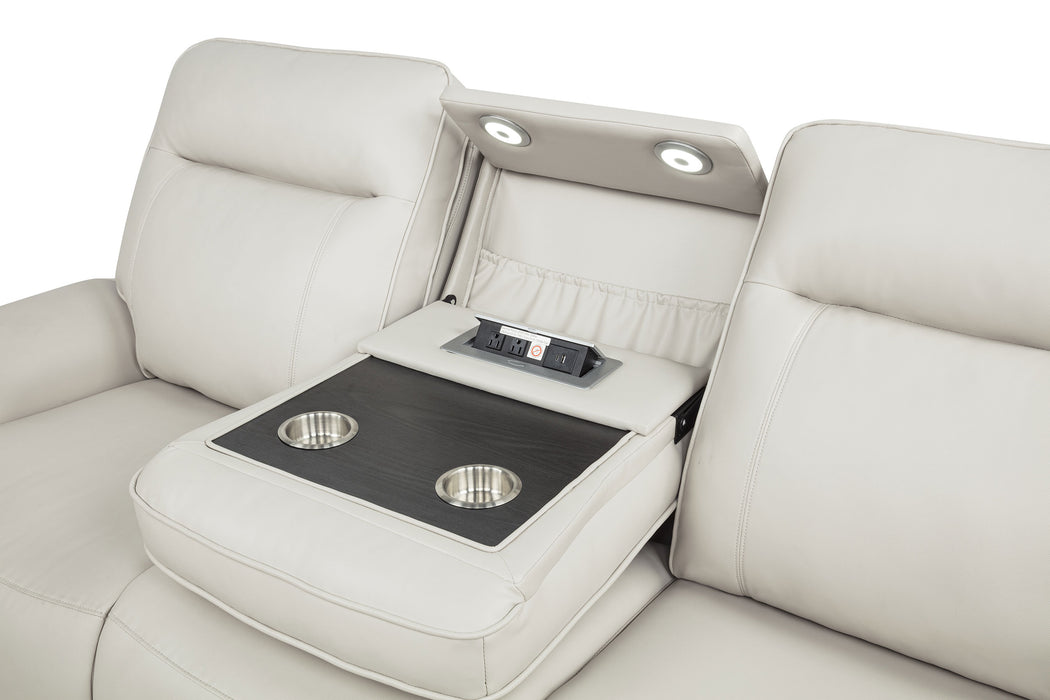 Rojas 2-Piece Dual Power Reclining Sofa Set with Drop-Down Console Greige