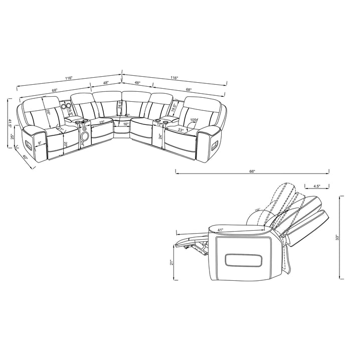 Rojas 3-Piece Dual Power L-Shaped Sectional Sofa with Bluetooth Greige