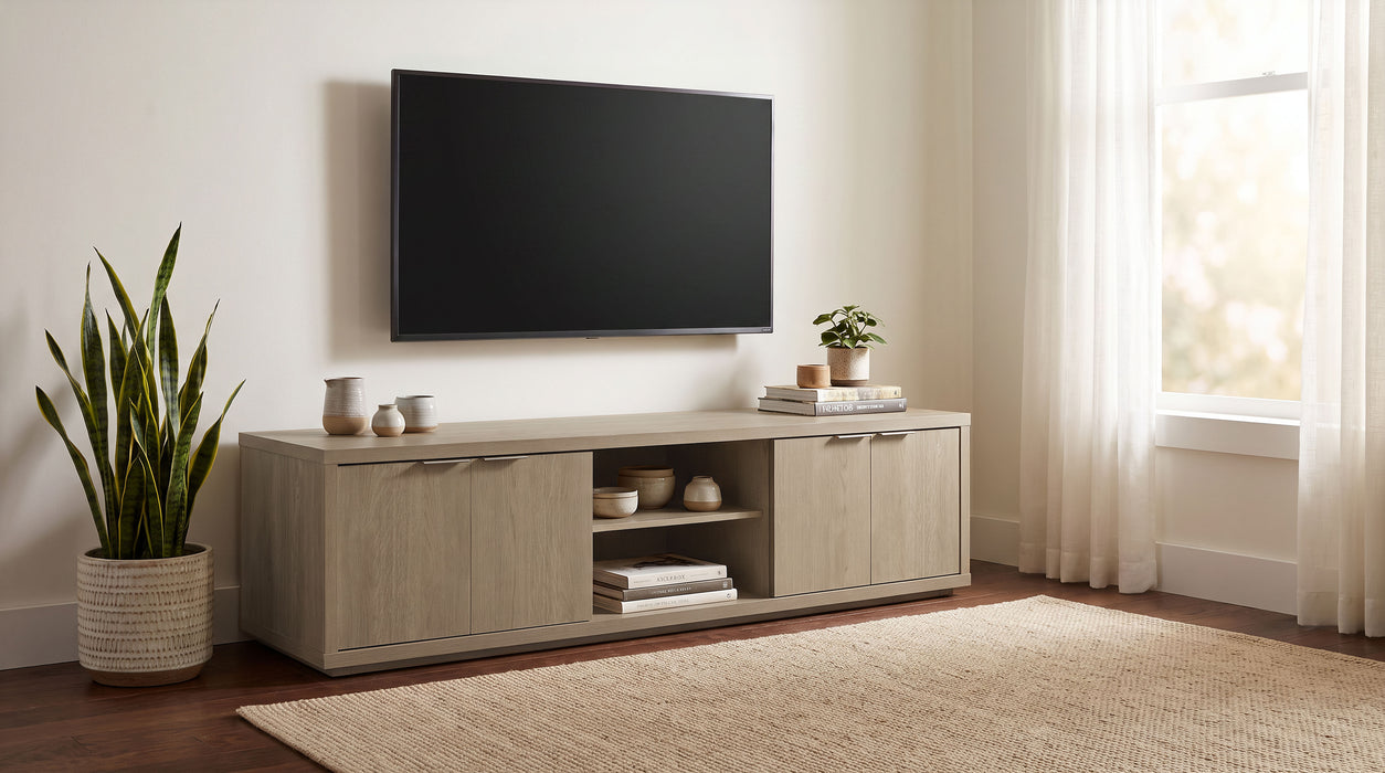Ingram 4-Door TV Stand for TVs up to 85 Inches Latte